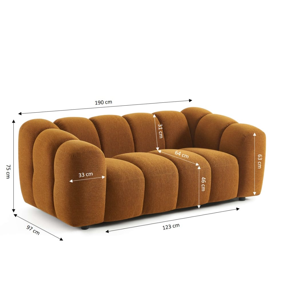Canapé CLOUD 2 places en tissu tweed bronze - SUNNY