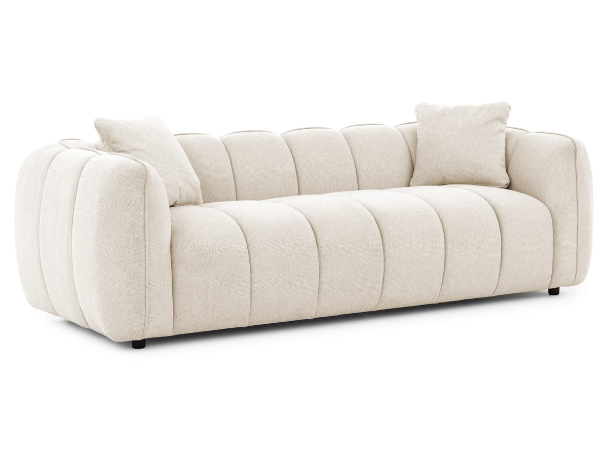 Canapé CLOUD 3 places en tissu structuré beige clair - NUBIRA