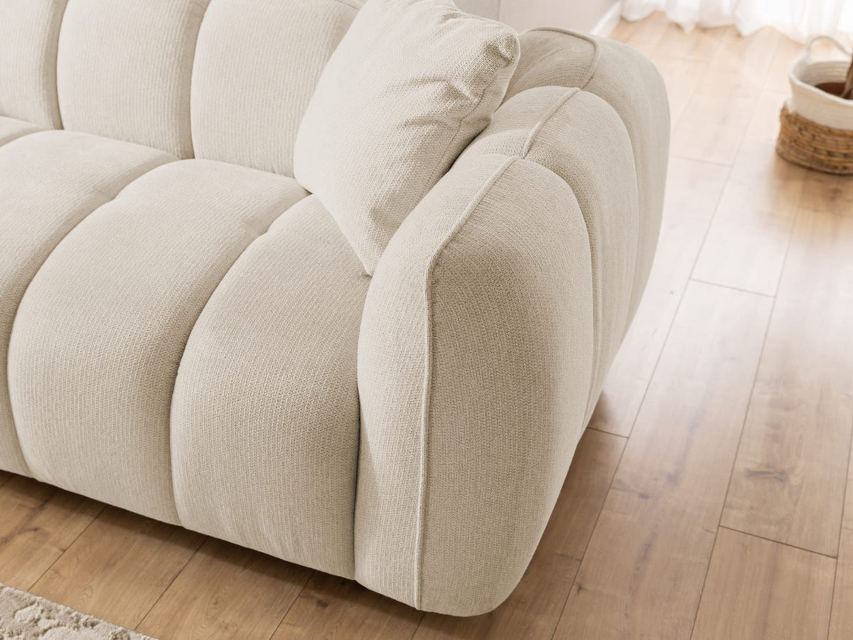 Canapé CLOUD 3 places en tissu structuré beige clair - NUBIRA