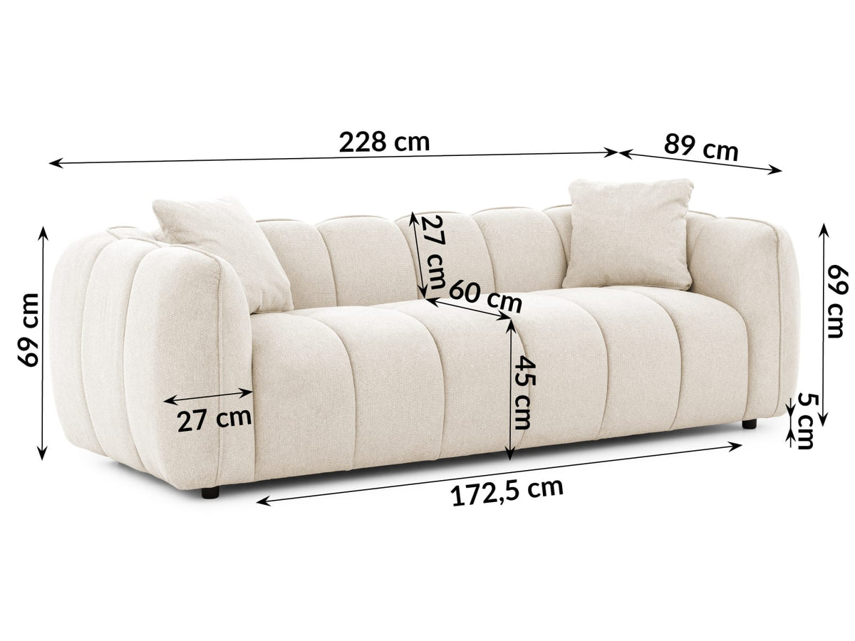 Canapé CLOUD 3 places en tissu structuré beige clair - NUBIRA
