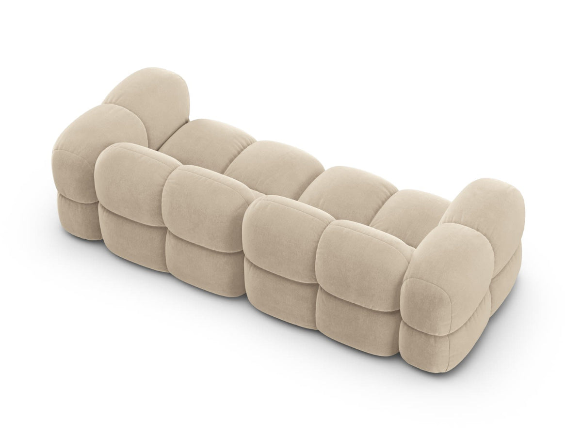 Canapé CLOUD 4 places en velours beige clair - LORETTO