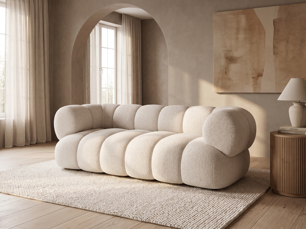 Canapé CLOUD 2 places en chenille beige clair - KOGE