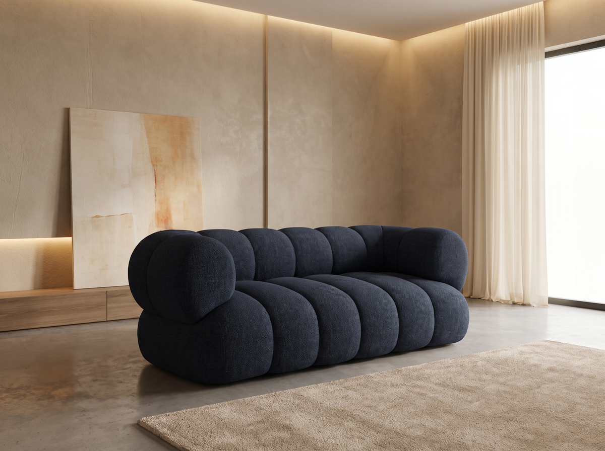 Canapé CLOUD 2 places en chenille bleu marine - KOGE