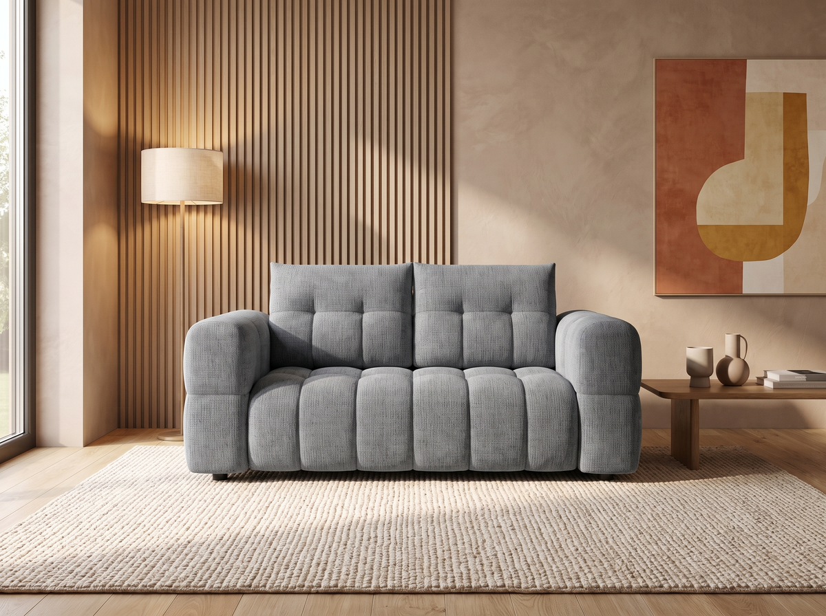 Canapé CLOUD 2 places en tissu chenille gris foncé - CLOUDI