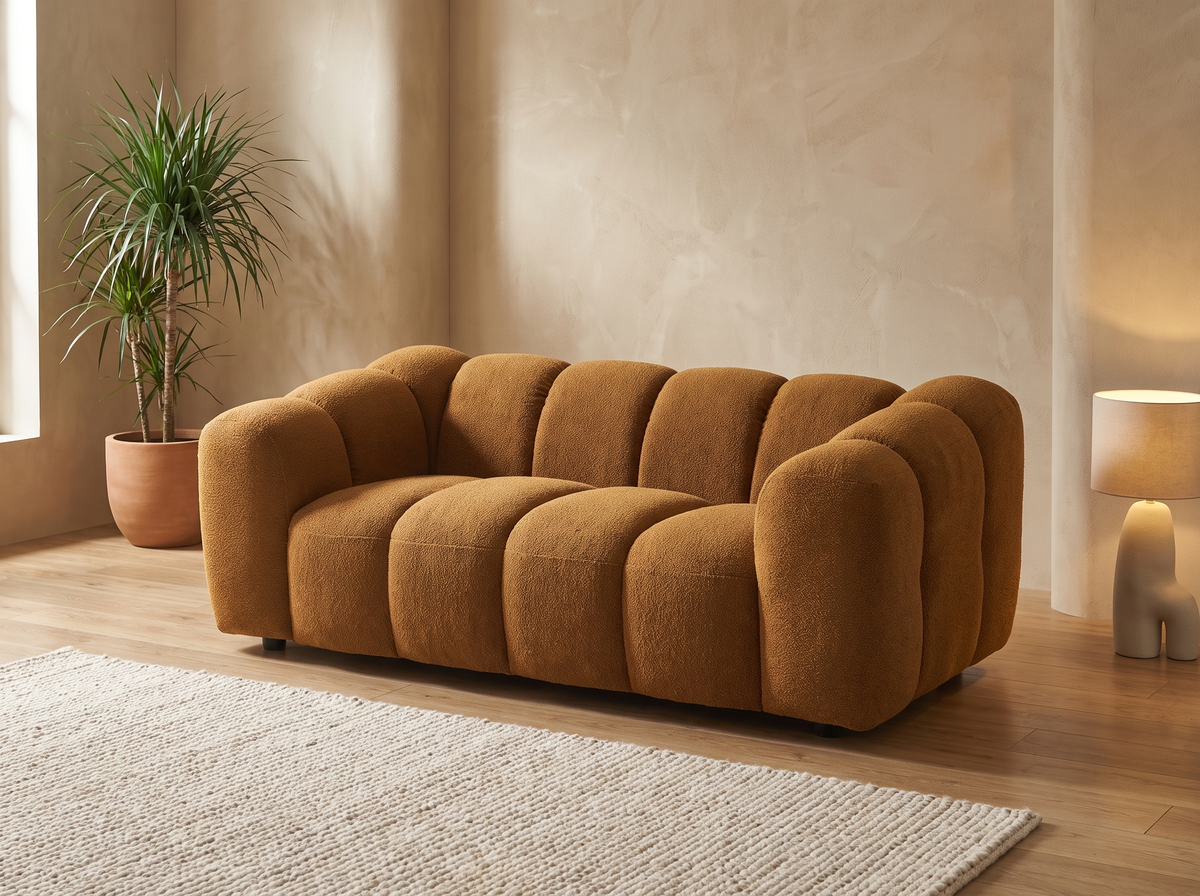 Canapé CLOUD 2 places en tissu tweed bronze - SUNNY