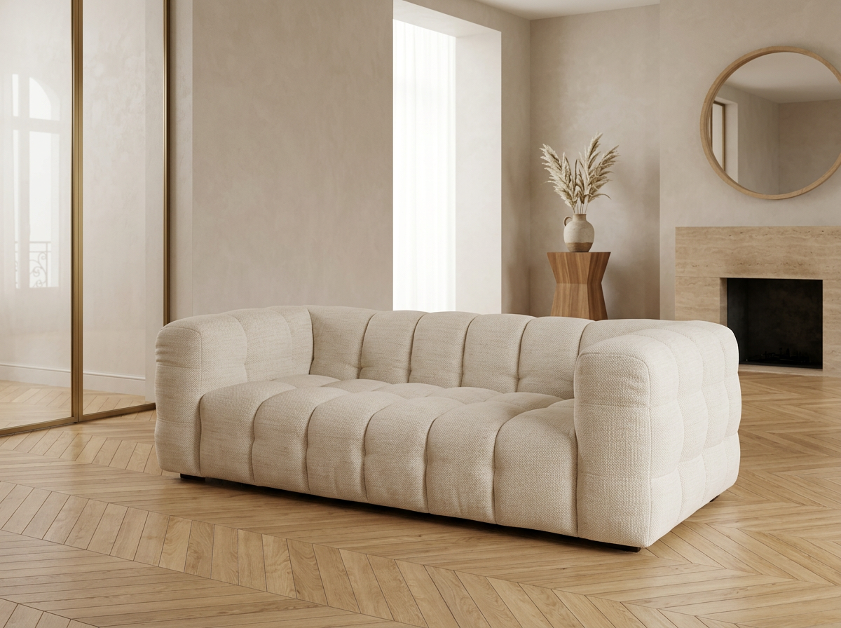 Canapé CLOUD Capitonné à 2 places beige sable - LILO