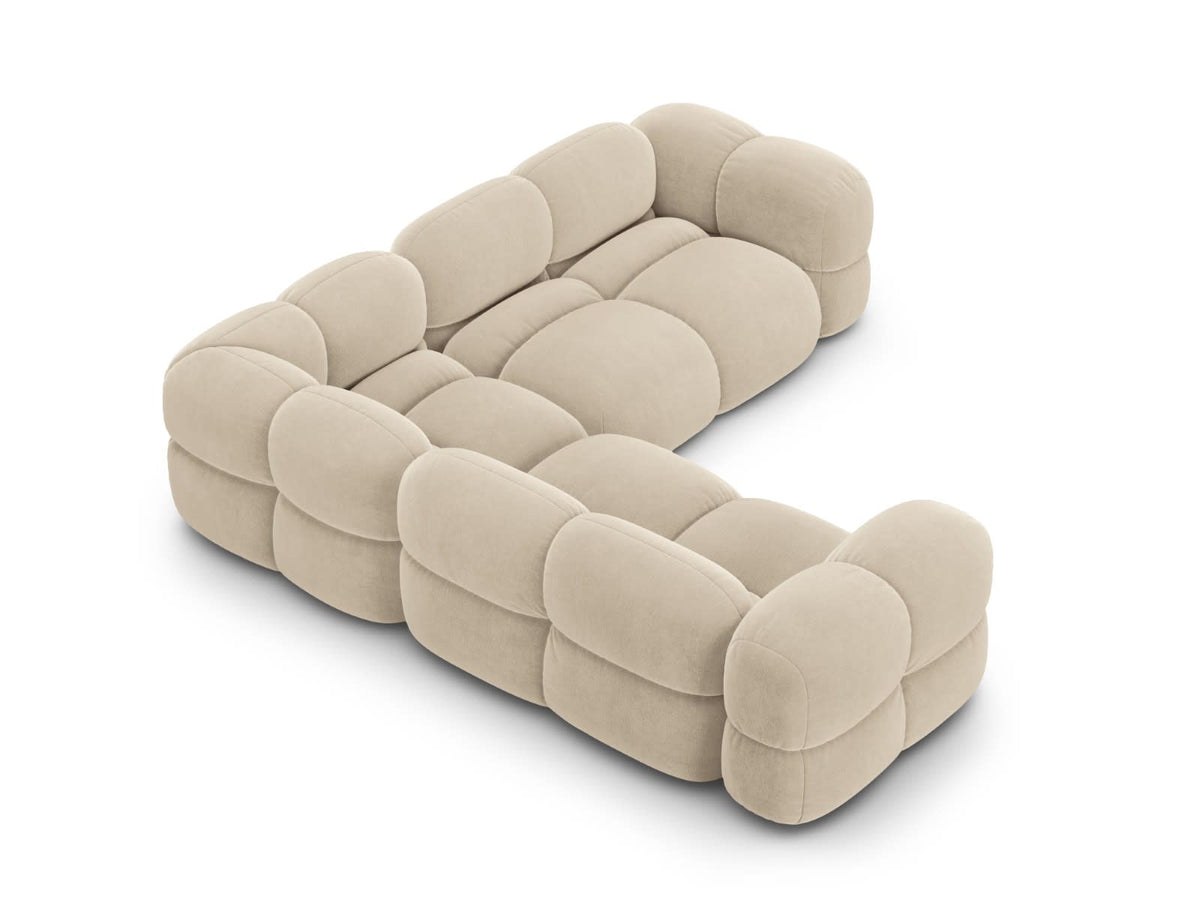 Canapé CLOUD d'angle 4 places en velours beige clair - LORETTO