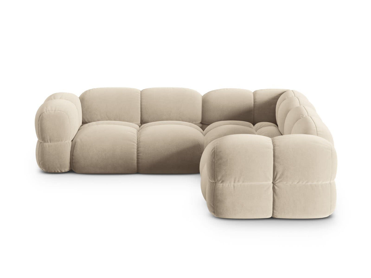 Canapé CLOUD d'angle 4 places en velours beige clair - LORETTO