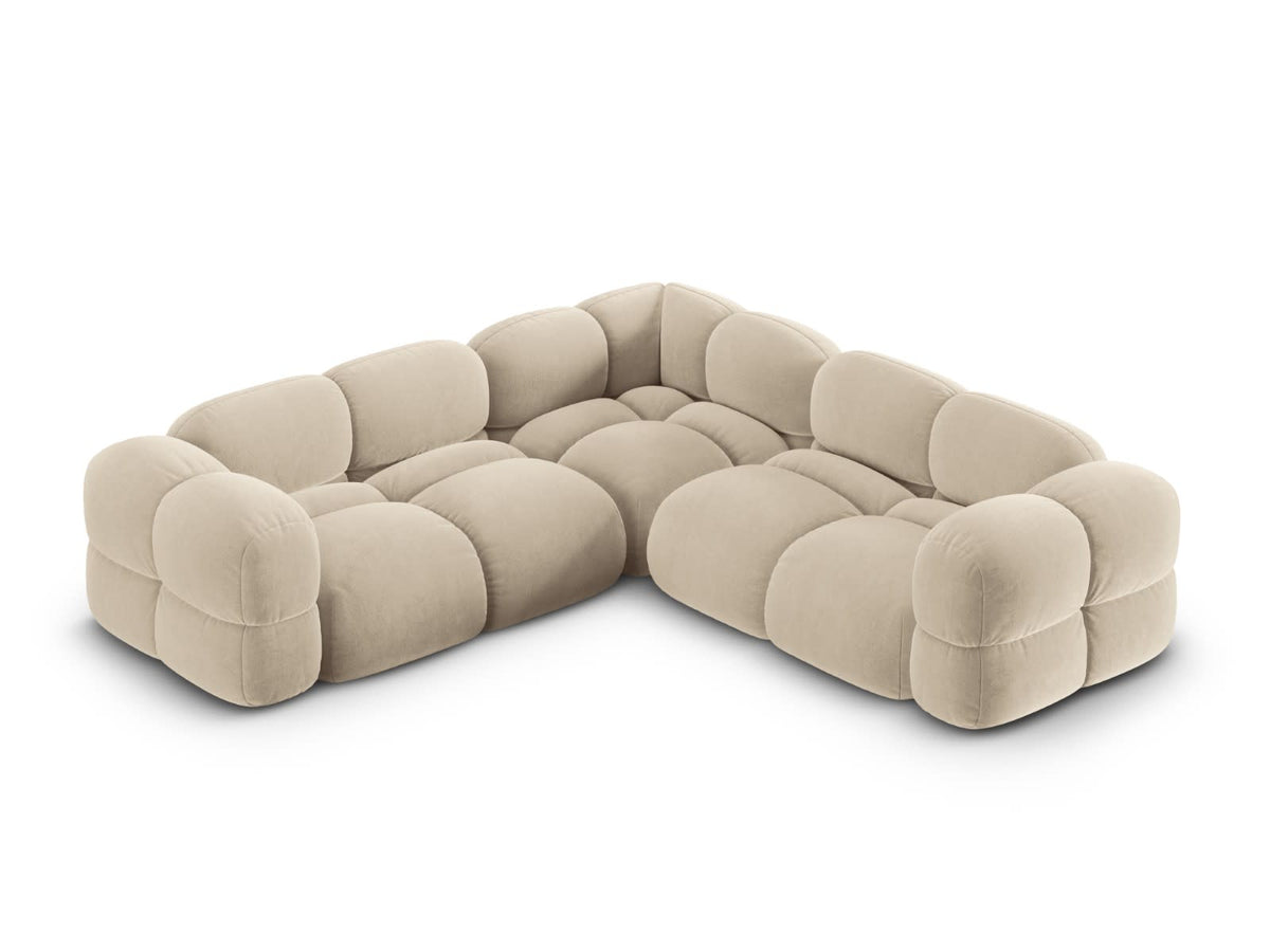 Canapé CLOUD d'angle 4 places en velours beige clair - LORETTO