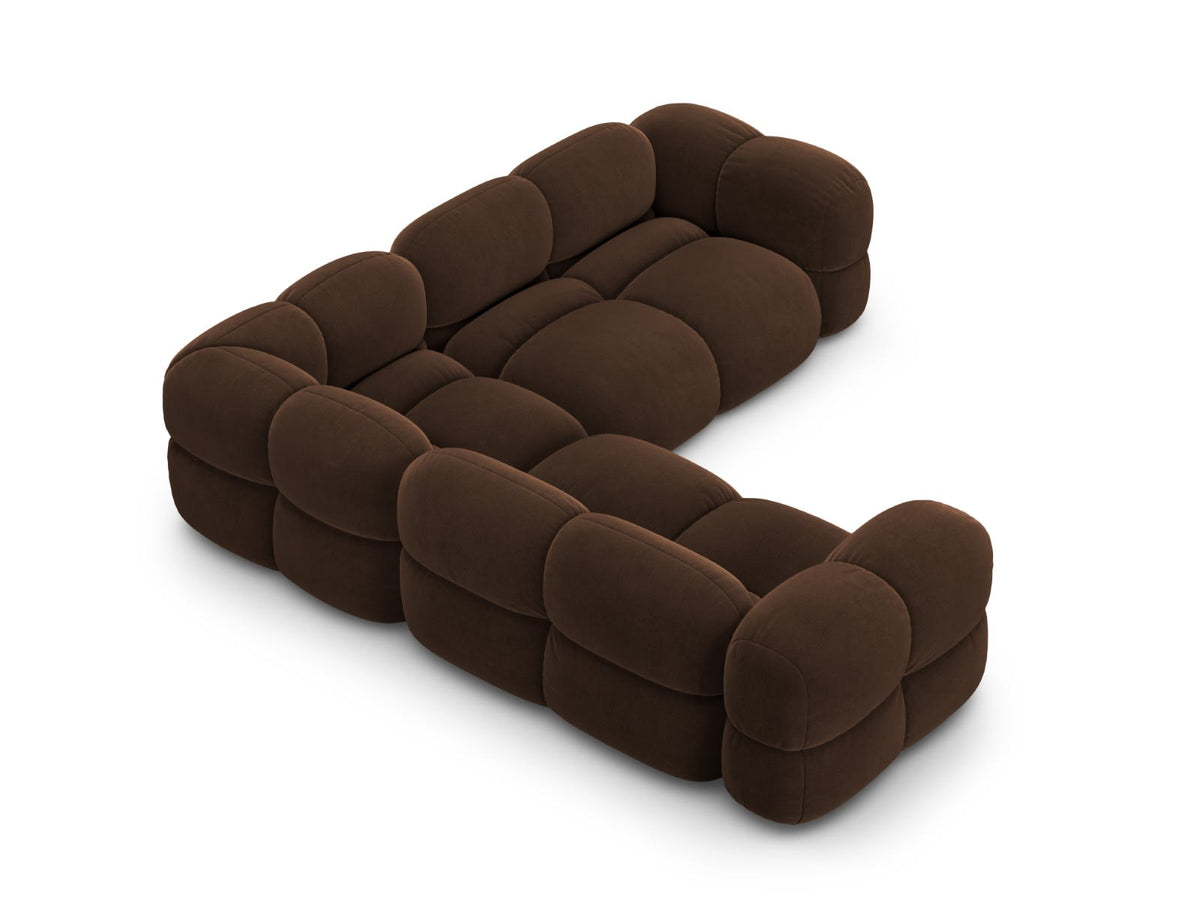 Canapé CLOUD d'angle 4 places en velours chocolat - LORETTO