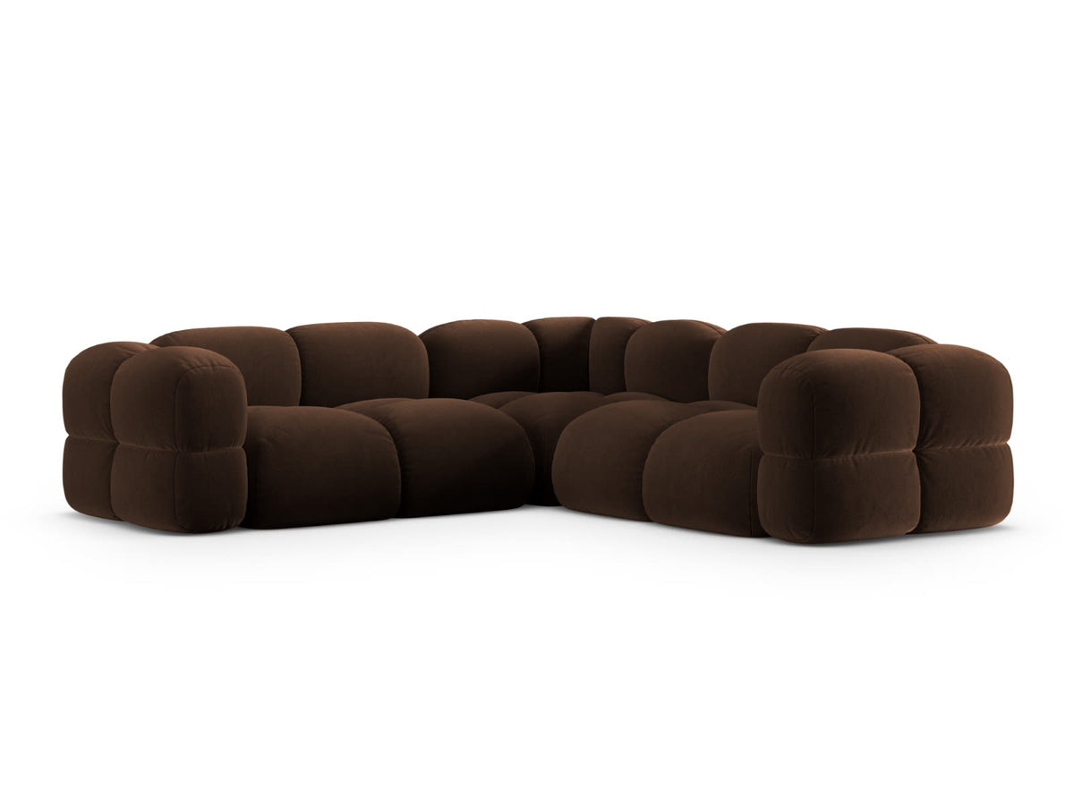 Canapé CLOUD d'angle 4 places en velours chocolat - LORETTO