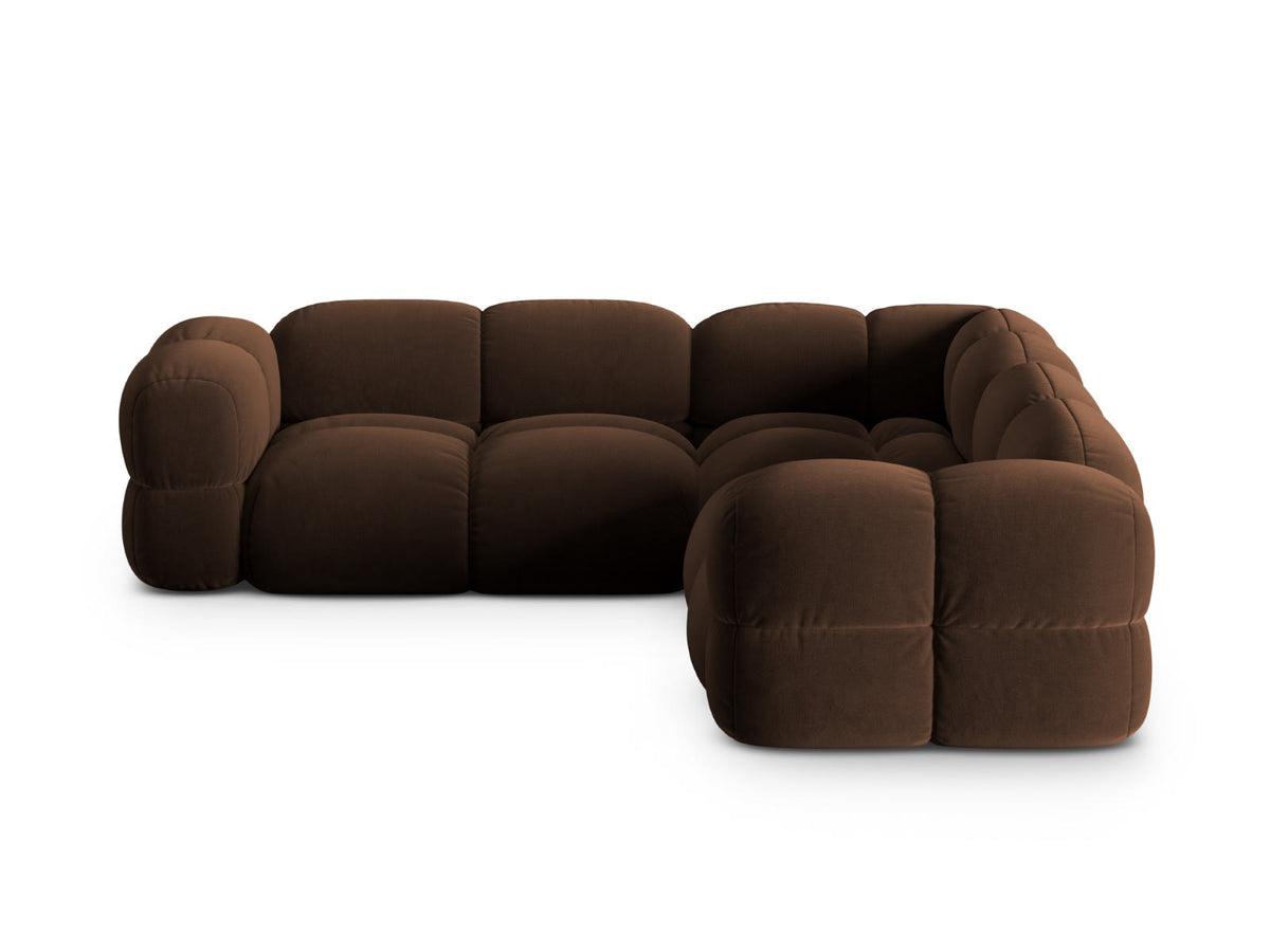 Canapé CLOUD d'angle 4 places en velours chocolat - LORETTO