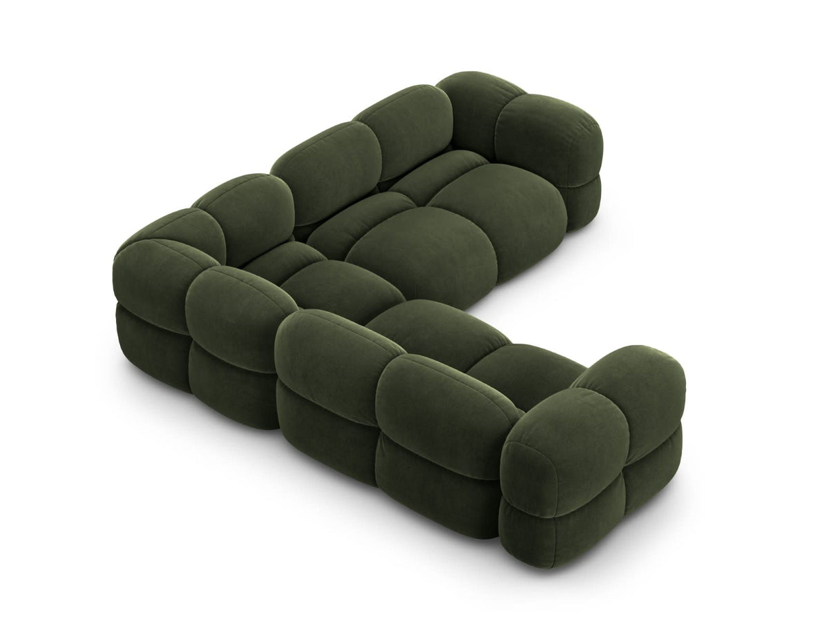 Canapé CLOUD d'angle 4 places en velours vert - LORETTO