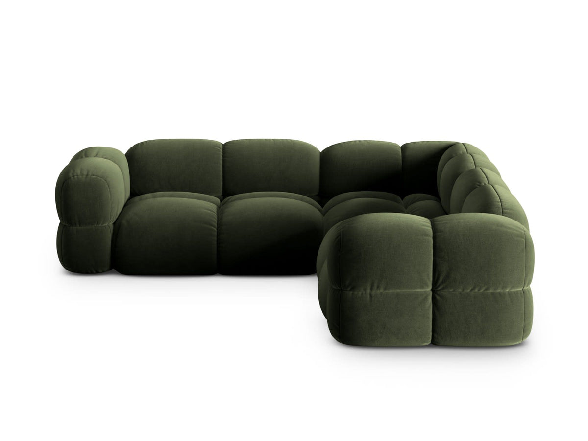 Canapé CLOUD d'angle 4 places en velours vert - LORETTO