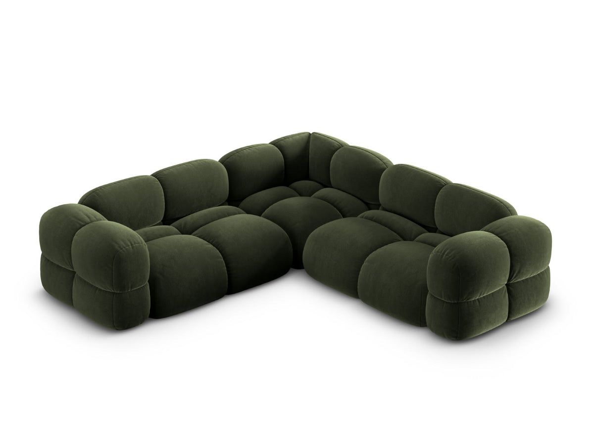 Canapé CLOUD d'angle 4 places en velours vert - LORETTO