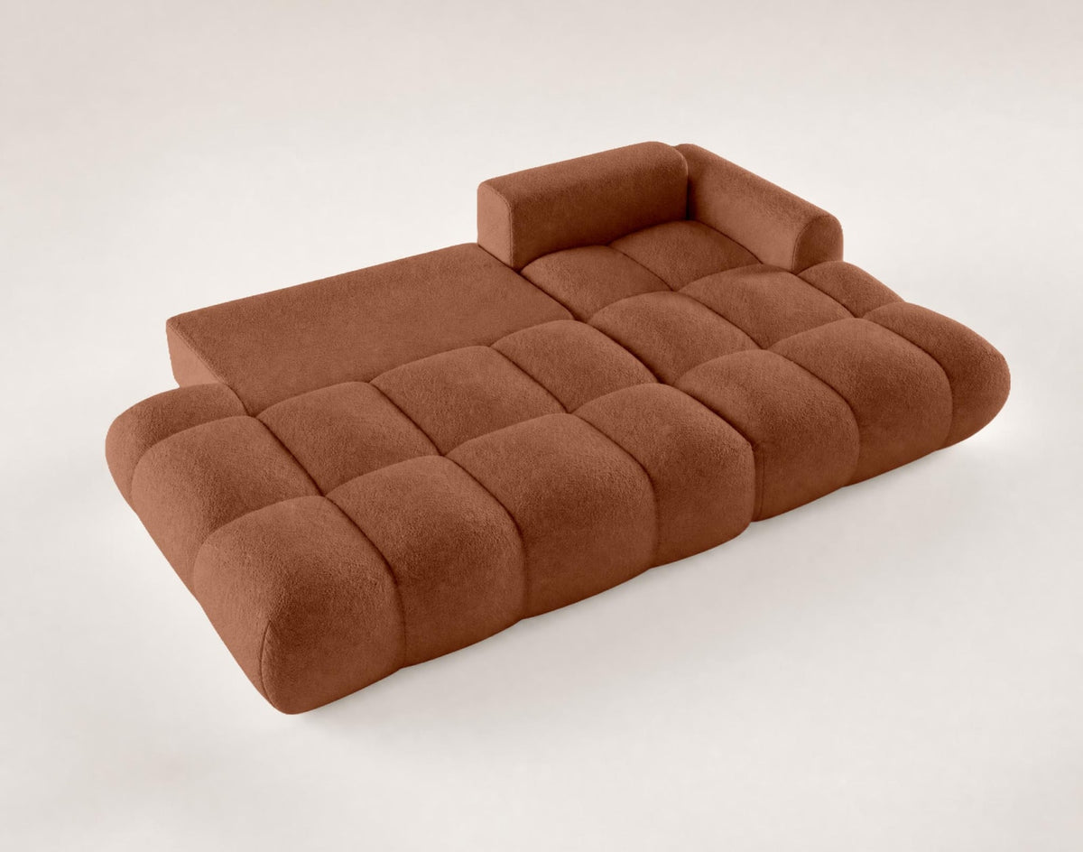 Canapé CLOUD d'angle droit convertible 4 places en tissu bouclette rouille - YULIN