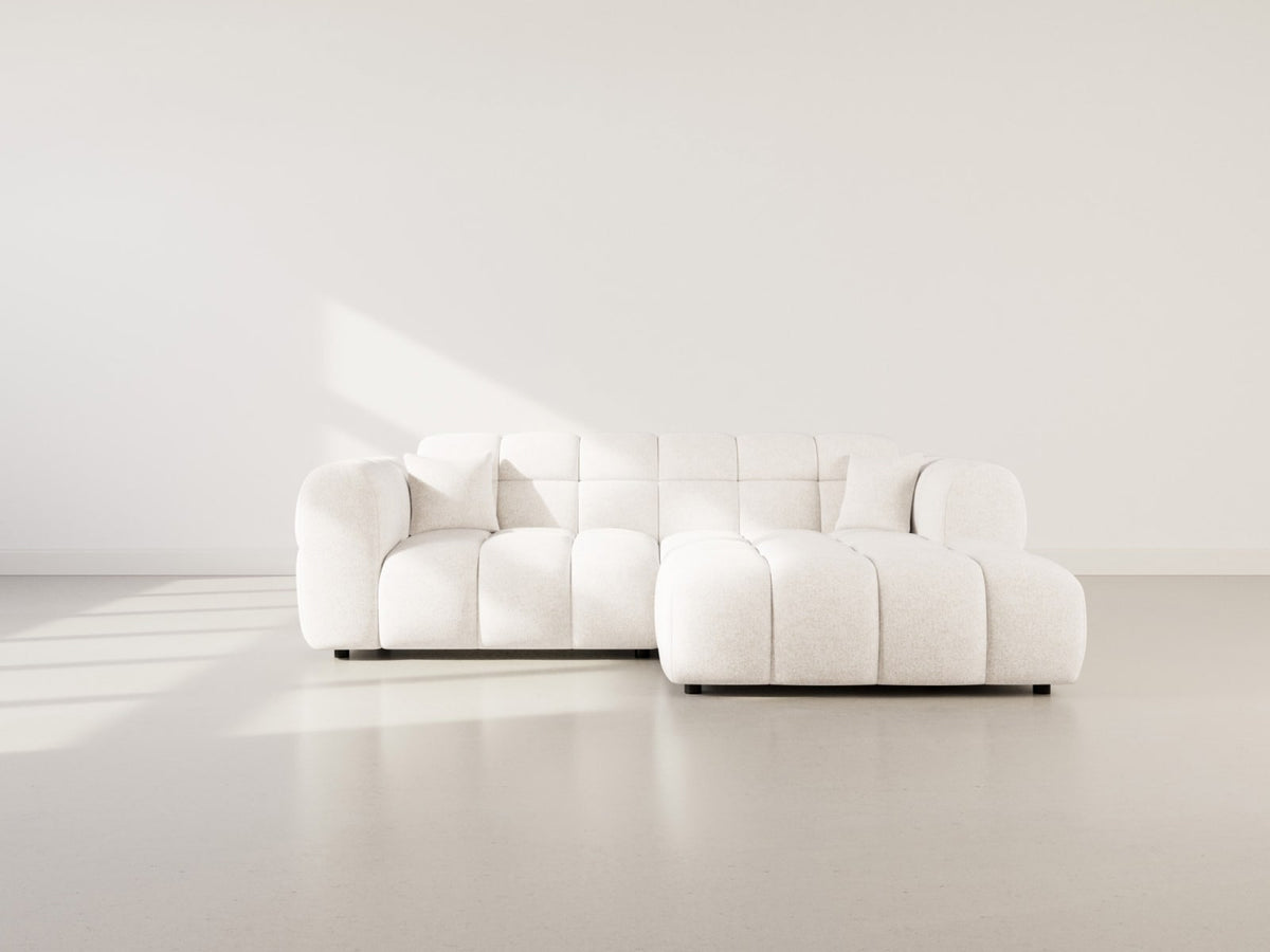 Canapé CLOUD d'angle droit 4 places en tissu texturé beige - MINI RAY