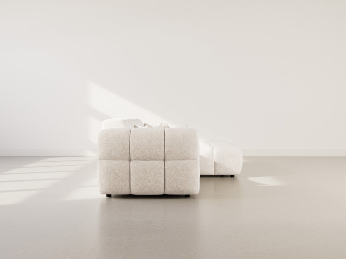 Canapé CLOUD d'angle droit 4 places en tissu texturé beige - MINI RAY