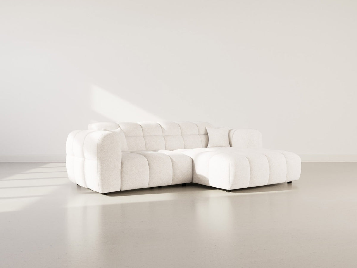 Canapé CLOUD d'angle droit 4 places en tissu texturé beige - MINI RAY