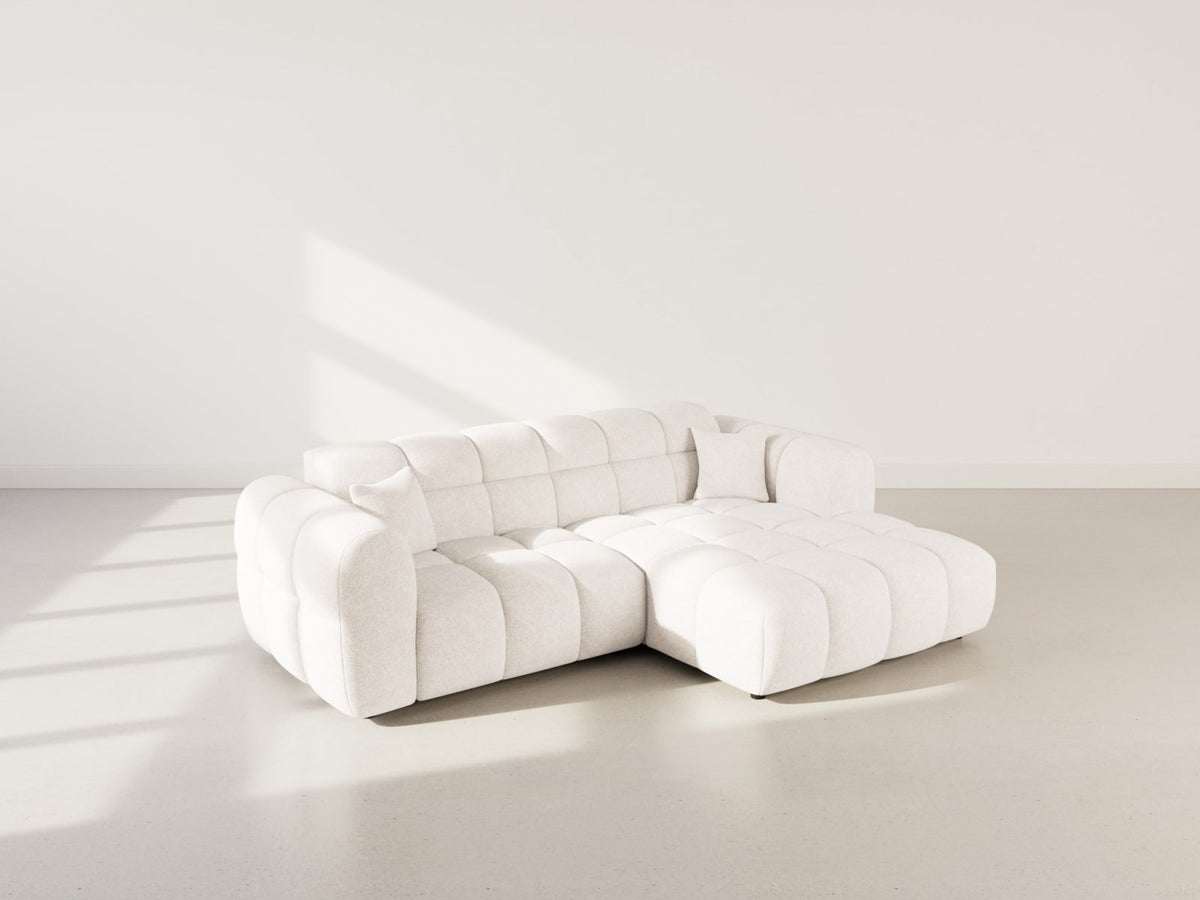 Canapé CLOUD d'angle droit 4 places en tissu texturé beige - MINI RAY