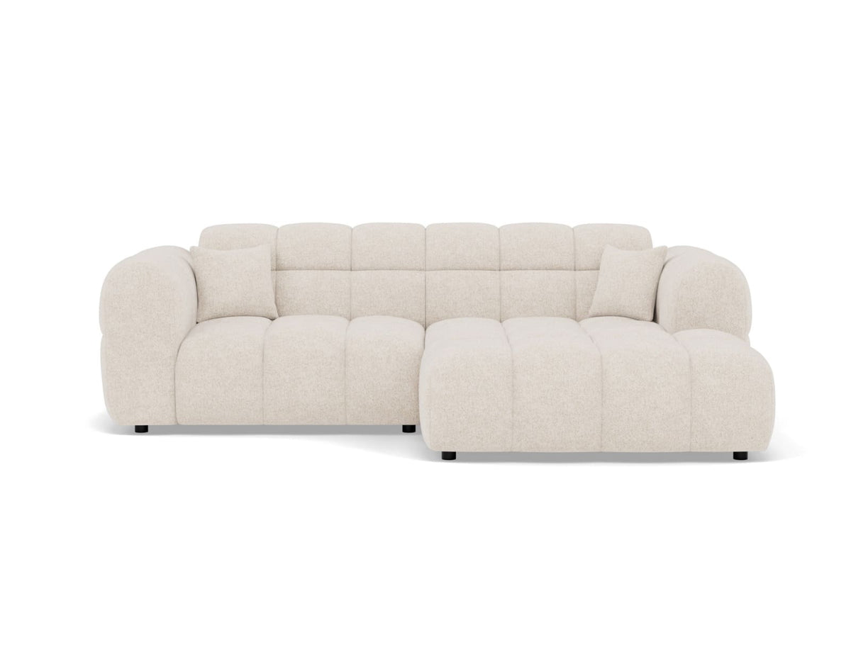 Canapé CLOUD d'angle droit 4 places en tissu texturé beige - MINI RAY