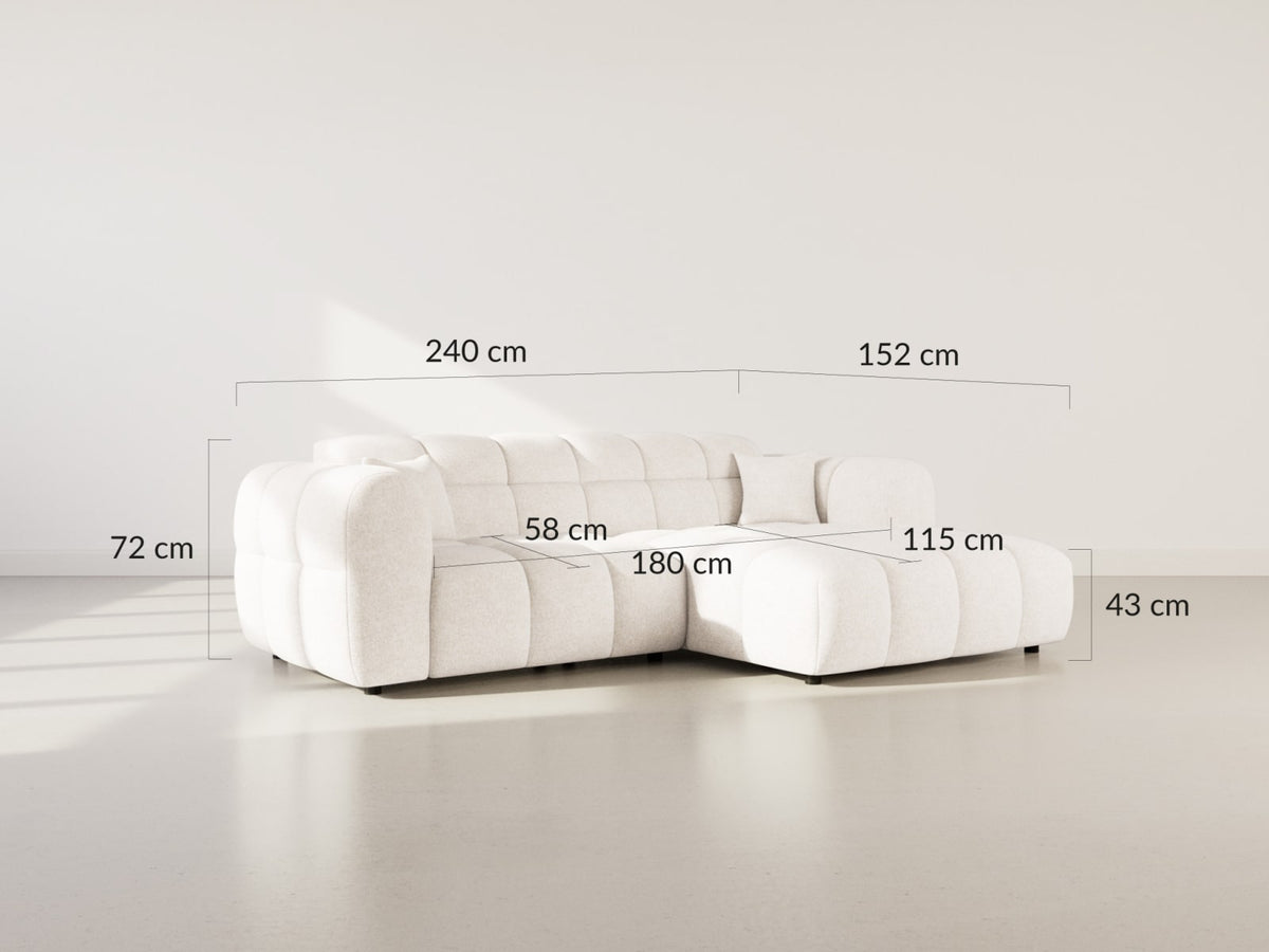 Canapé CLOUD d'angle droit 4 places en tissu texturé beige - MINI RAY