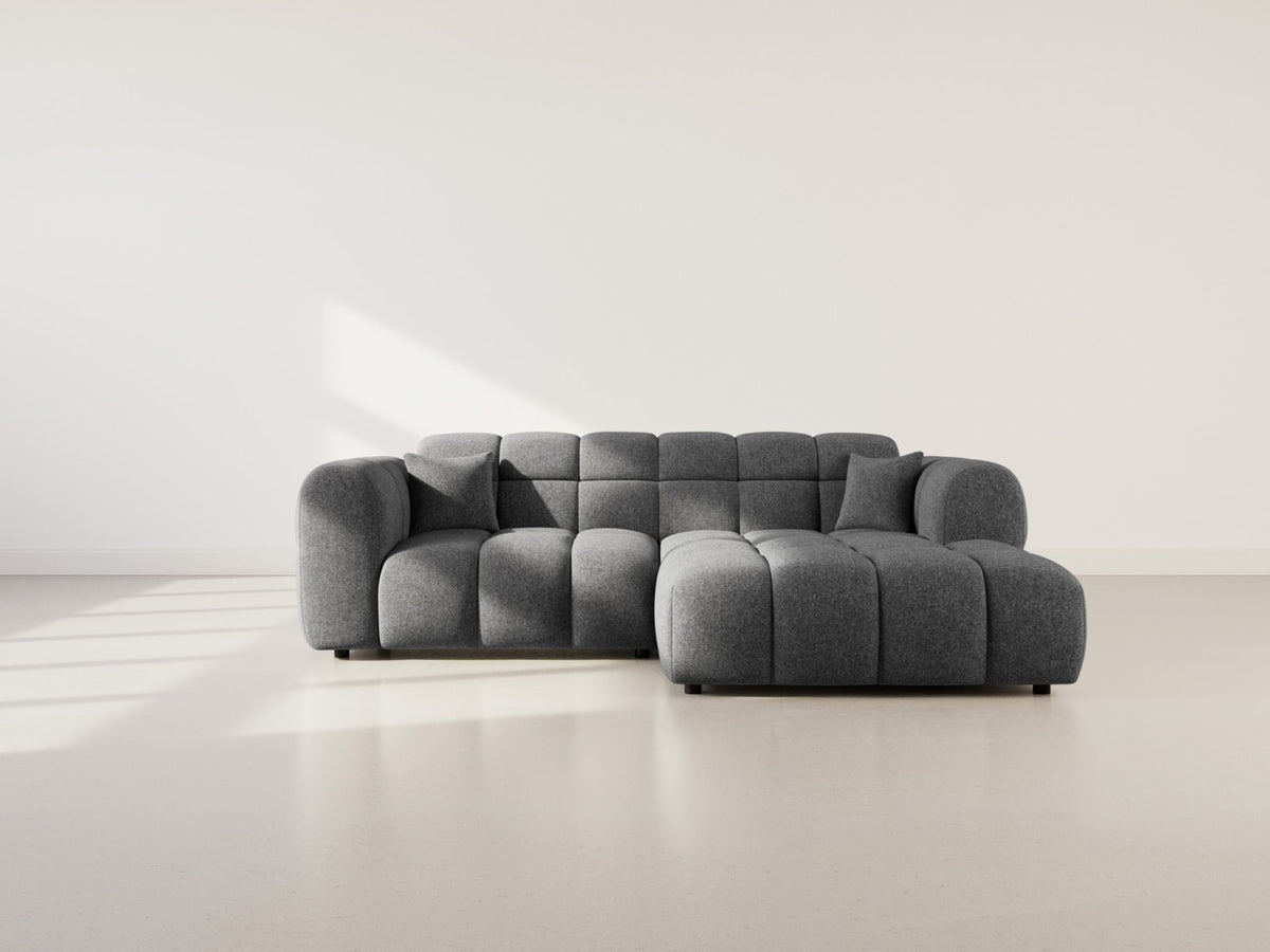 Canapé CLOUD d'angle droit 4 places en tissu texturé gris anthracite - MINI RAY
