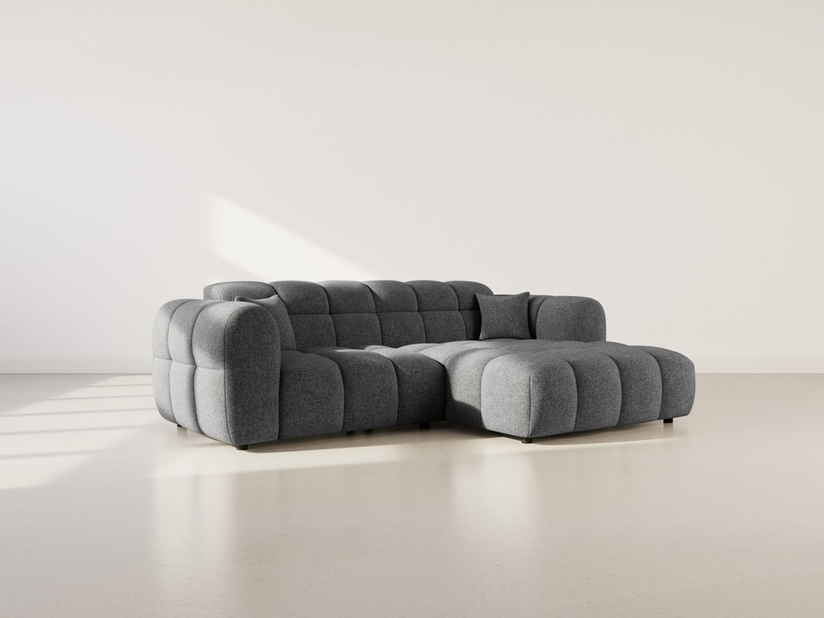 Canapé CLOUD d'angle droit 4 places en tissu texturé gris anthracite - MINI RAY