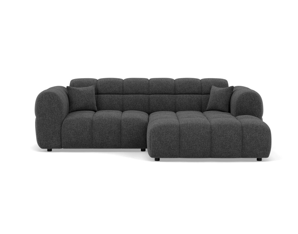 Canapé CLOUD d'angle droit 4 places en tissu texturé gris anthracite - MINI RAY