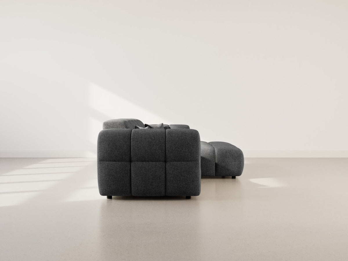 Canapé CLOUD d'angle droit 4 places en tissu texturé gris anthracite - MINI RAY