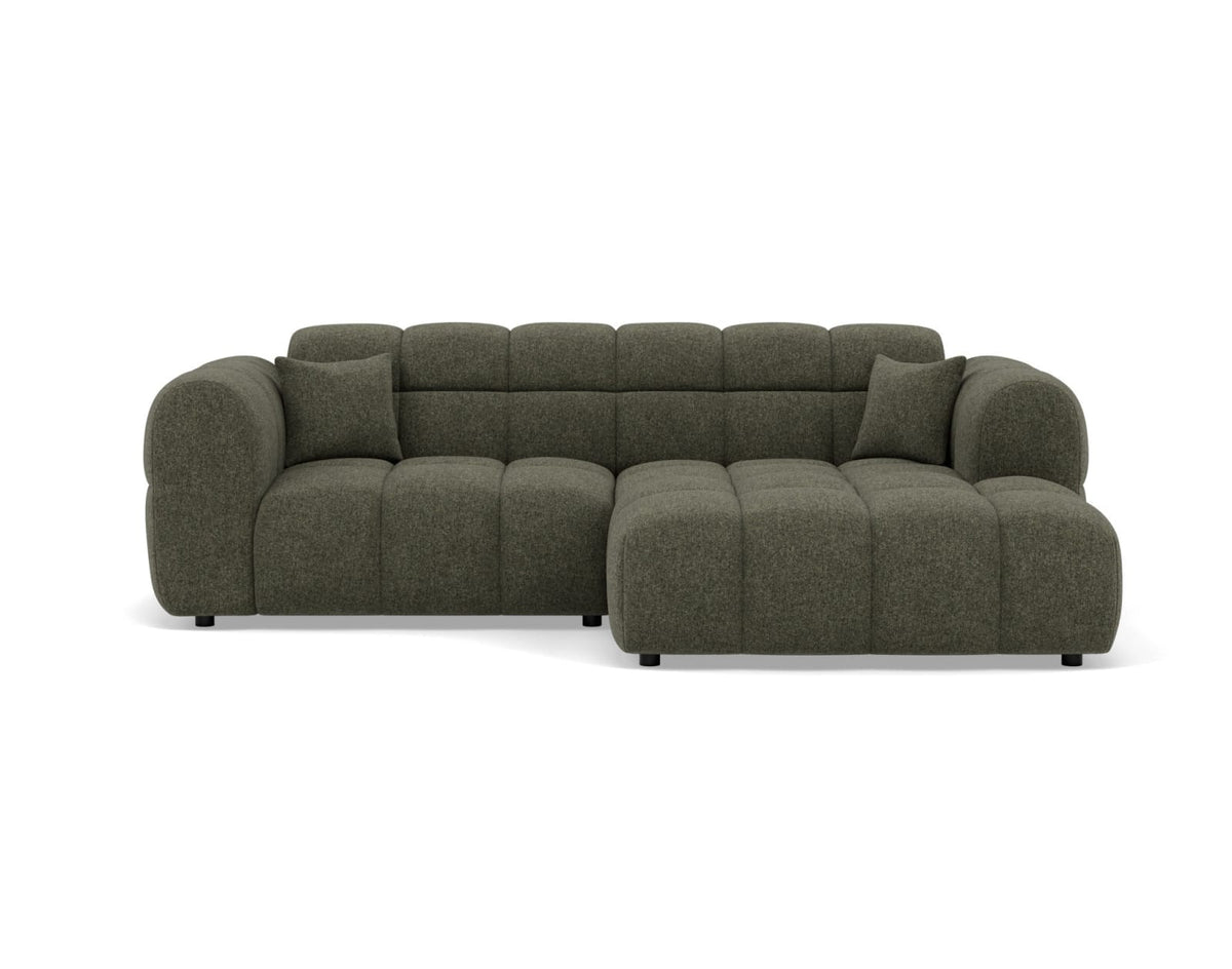 Canapé CLOUD d'angle droit 4 places en tissu texturé vert kaki - MINI RAY
