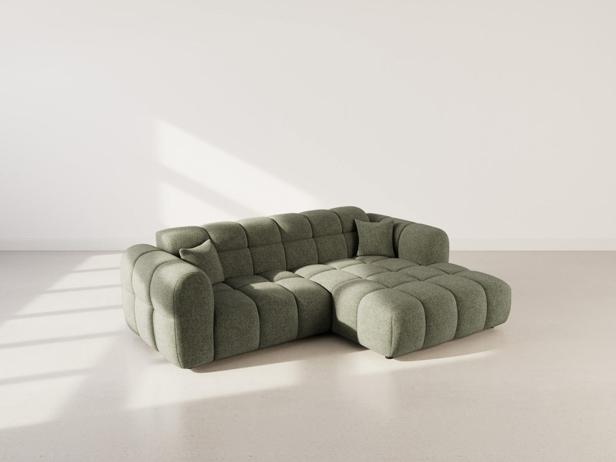 Canapé CLOUD d'angle droit 4 places en tissu texturé vert kaki - MINI RAY