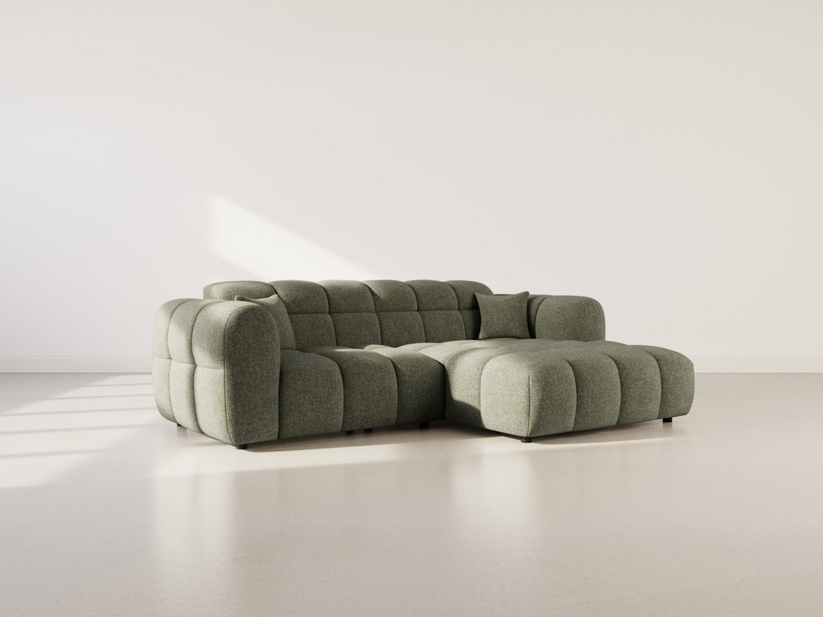 Canapé CLOUD d'angle droit 4 places en tissu texturé vert kaki - MINI RAY