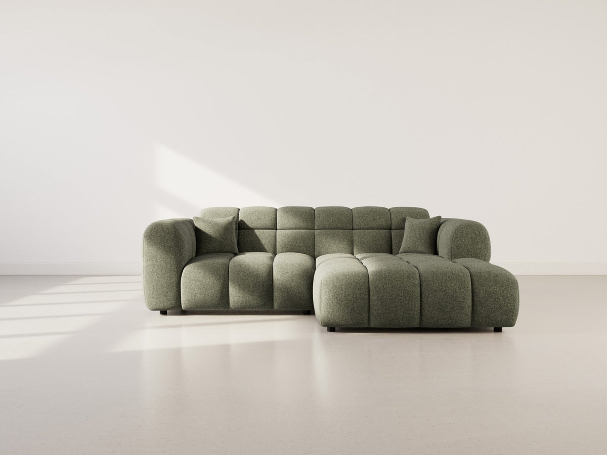Canapé CLOUD d'angle droit 4 places en tissu texturé vert kaki - MINI RAY