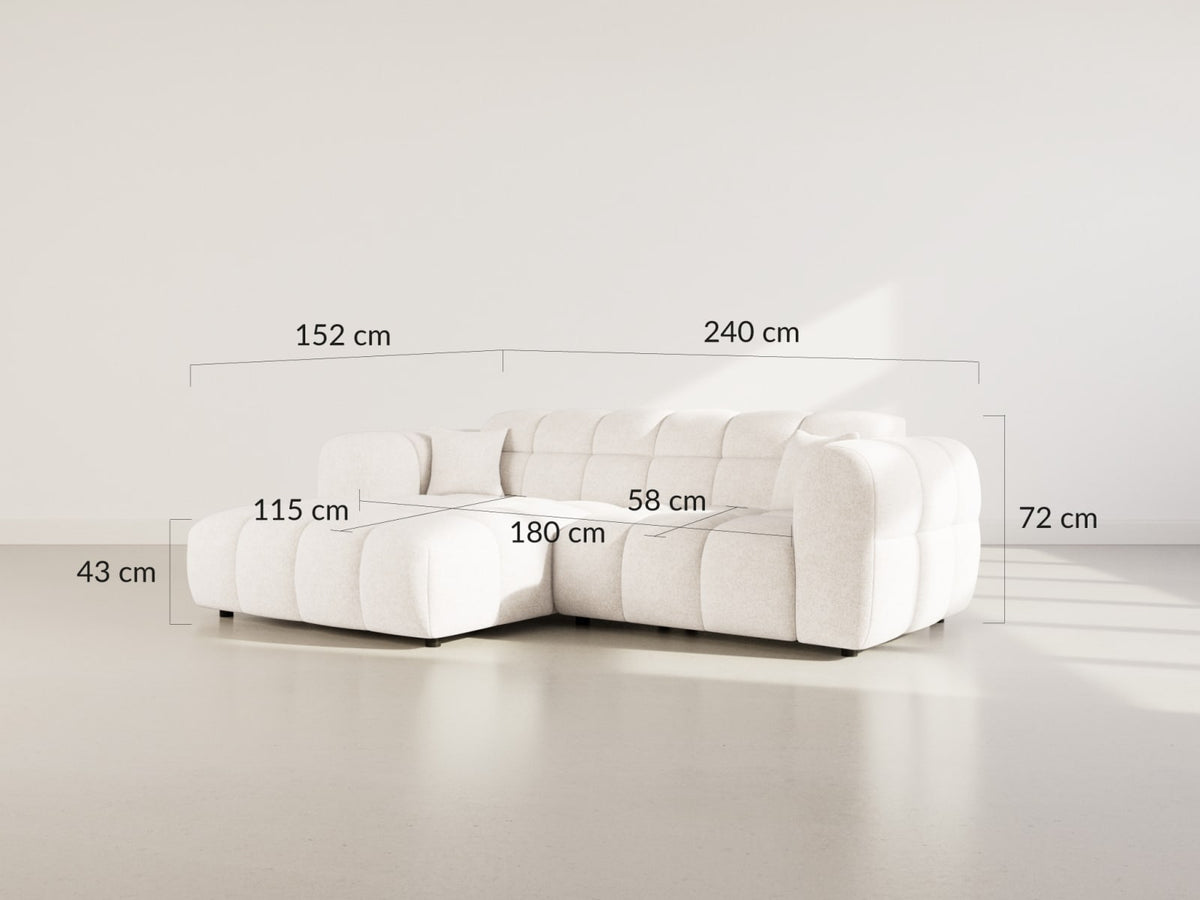 Canapé CLOUD d'angle gauche 4 places en tissu texturé beige - MINI RAY