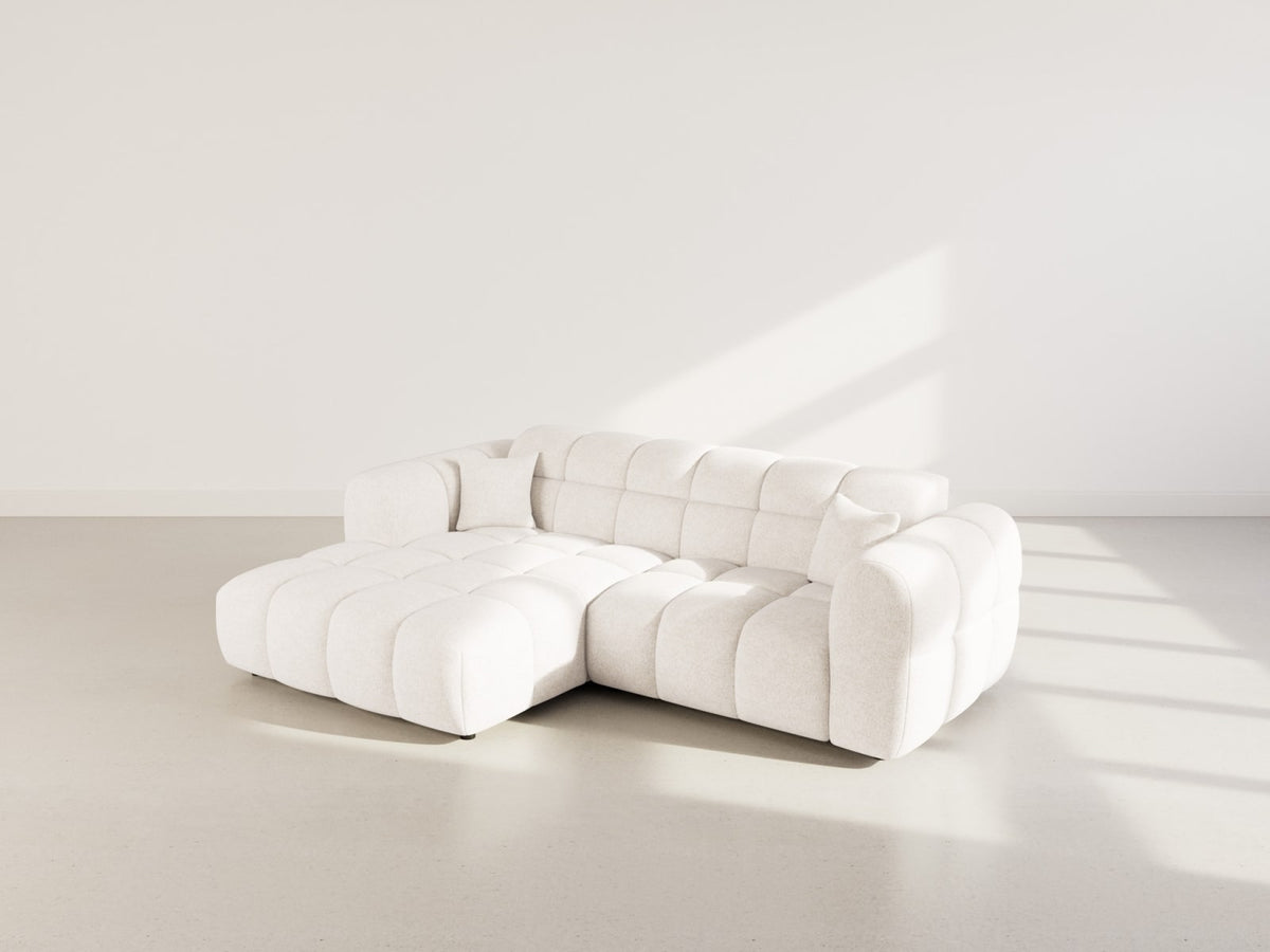 Canapé CLOUD d'angle gauche 4 places en tissu texturé beige - MINI RAY
