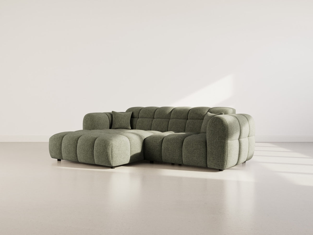 Canapé CLOUD d'angle gauche 4 places en tissu texturé vert kaki - MINI RAY