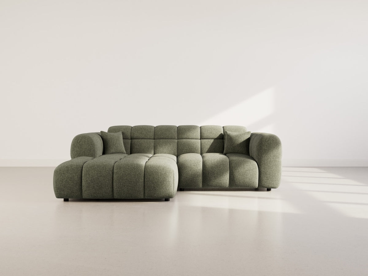 Canapé CLOUD d'angle gauche 4 places en tissu texturé vert kaki - MINI RAY