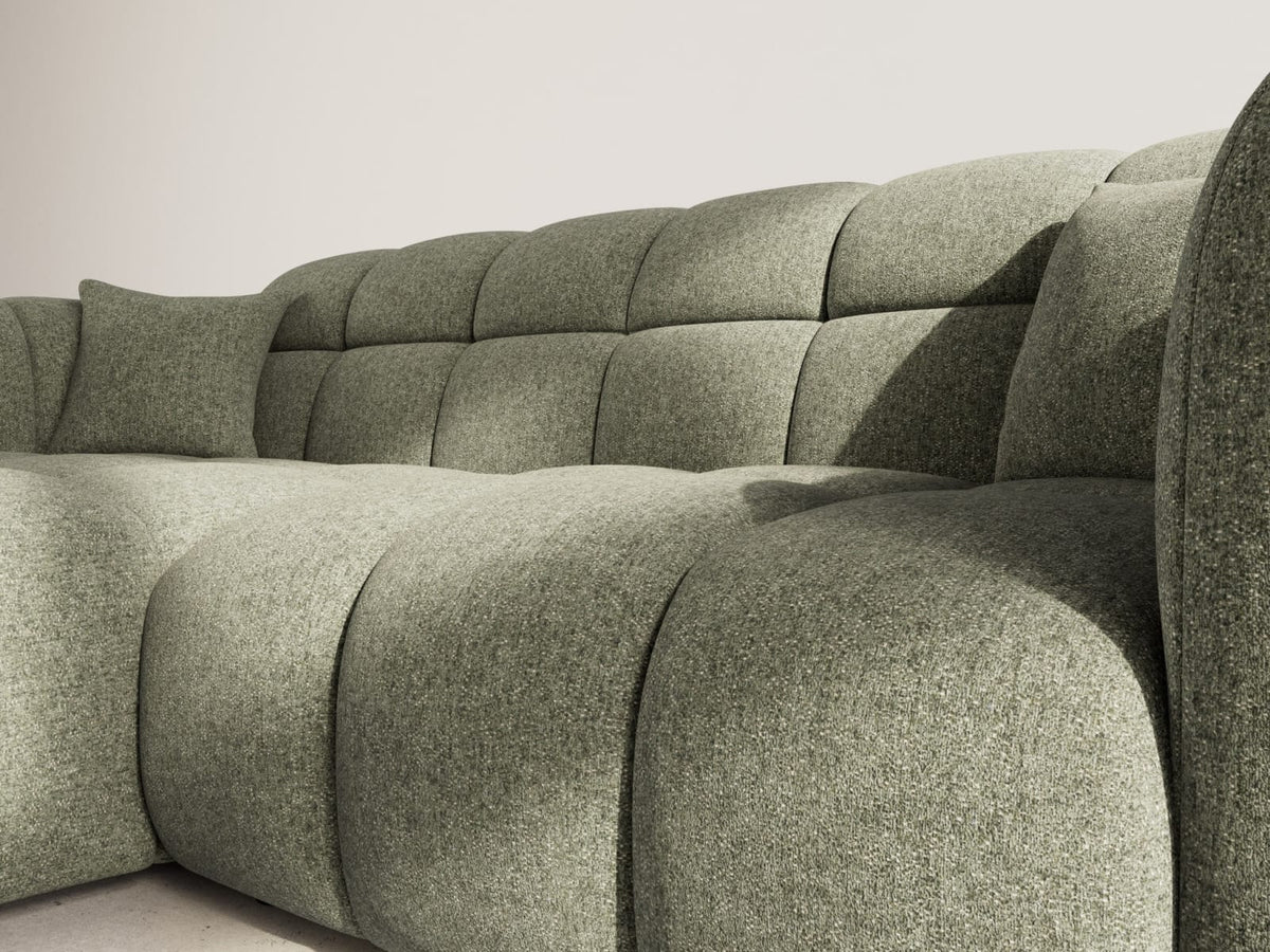 Canapé CLOUD d'angle gauche 4 places en tissu texturé vert kaki - MINI RAY
