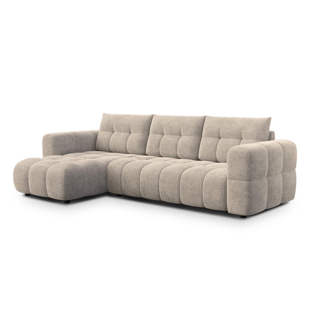 Canapé CLOUD d'angle gauche 4 places en tissu chenille beige - CLOUDI