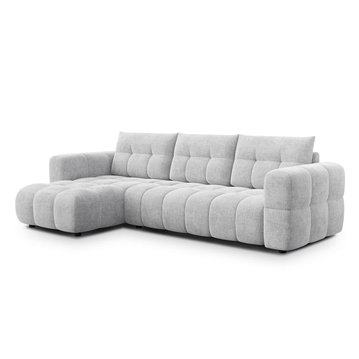 Canapé CLOUD d'angle gauche 4 places en tissu chenille blanc - CLOUDI