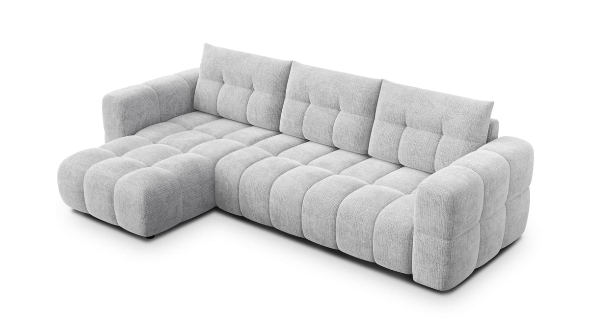 Canapé CLOUD d'angle gauche 4 places en tissu chenille blanc - CLOUDI
