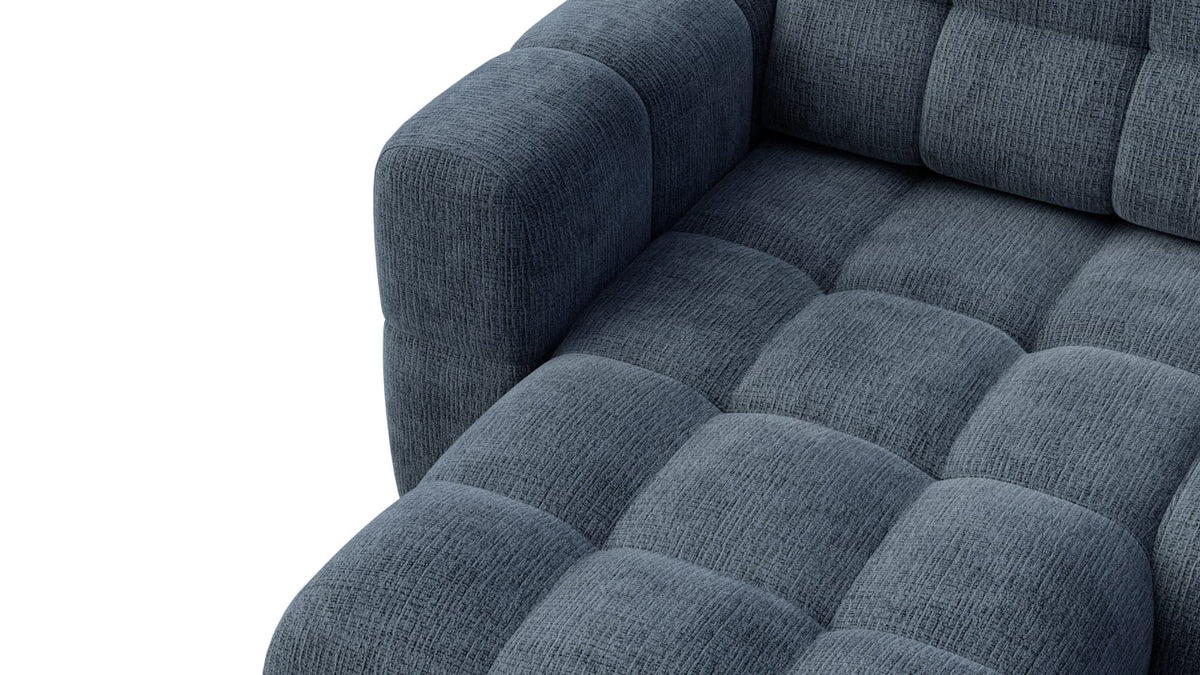Canapé CLOUD d'angle gauche 4 places en tissu chenille bleu marine - CLOUDI