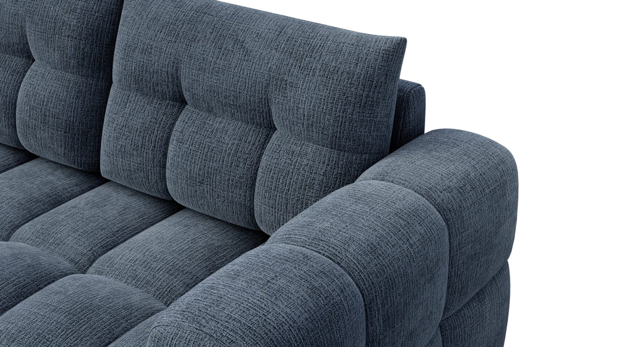 Canapé CLOUD d'angle gauche 4 places en tissu chenille bleu marine - CLOUDI