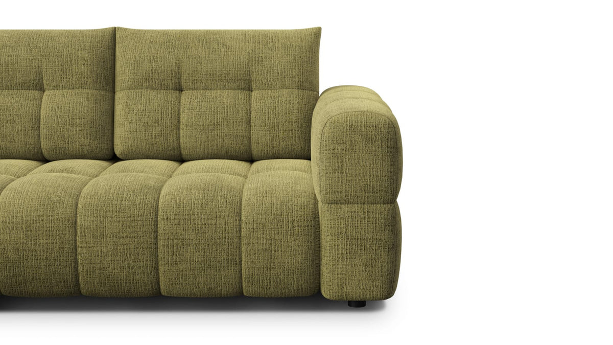 Canapé CLOUD d'angle gauche 4 places en tissu chenille vert olive - CLOUDI