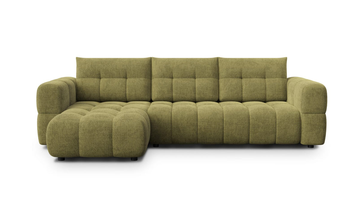 Canapé CLOUD d'angle gauche 4 places en tissu chenille vert olive - CLOUDI