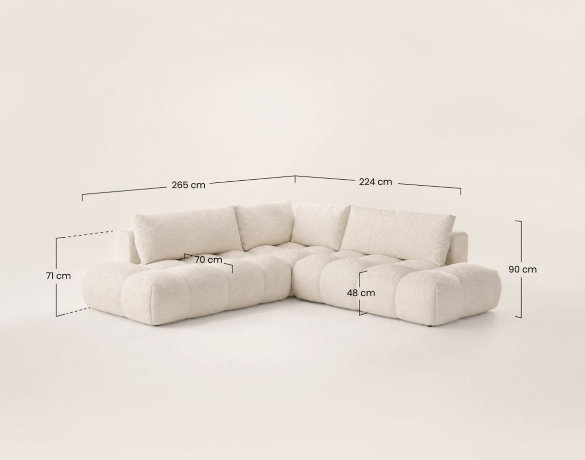 Canapé CLOUD d'angle réversible 5 places en tissu bouclette vert - YULIN