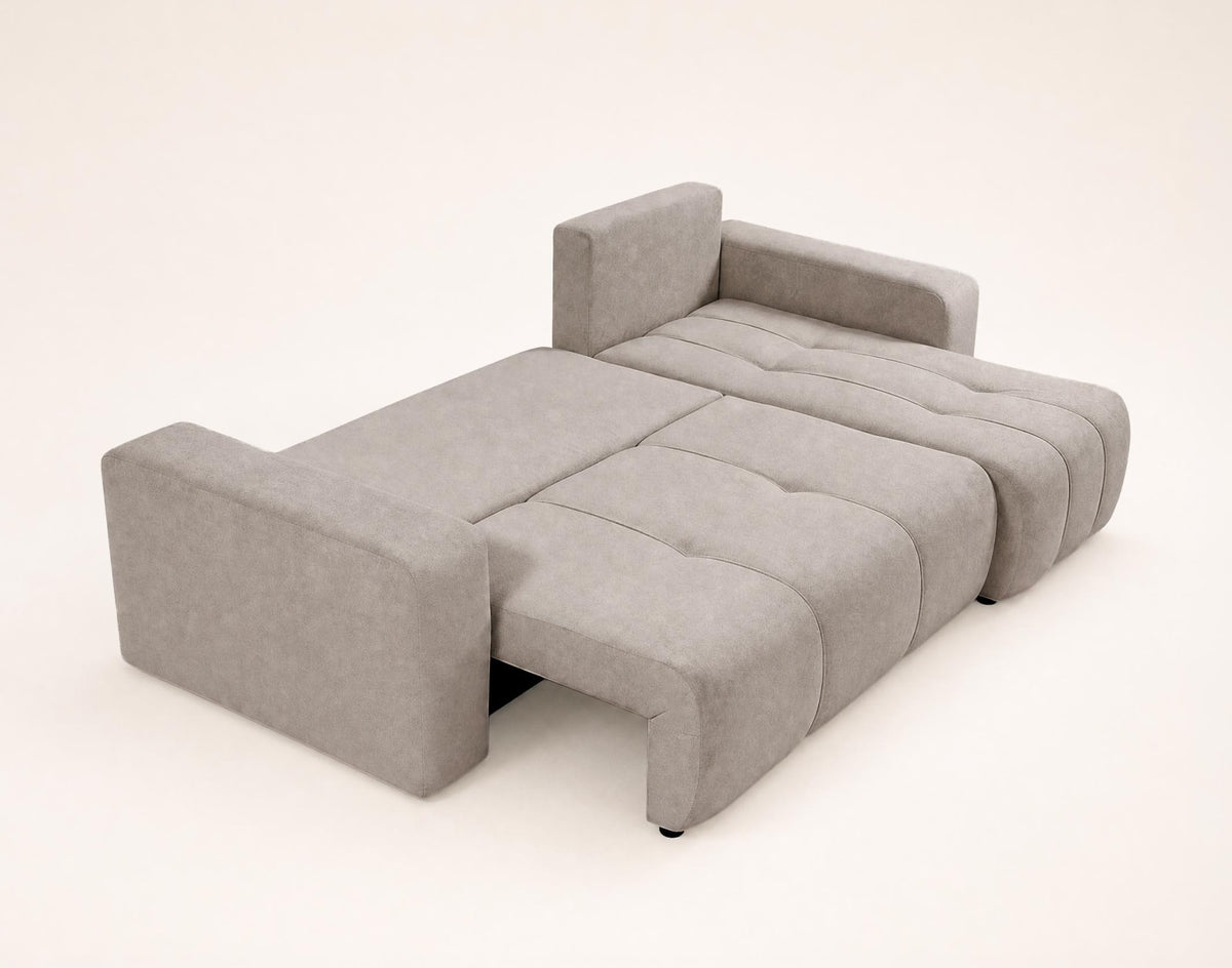 Canapé CLOUD d'angle réversible convertible 4 places en tissu taupe - NICOLE