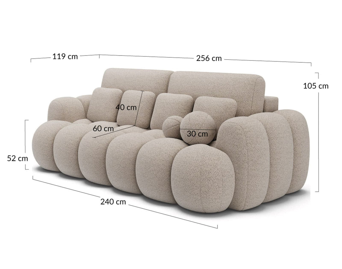 Canapé CLOUD droit convertible 3 places avec coffre en tissu bouclette beige - DORIAN