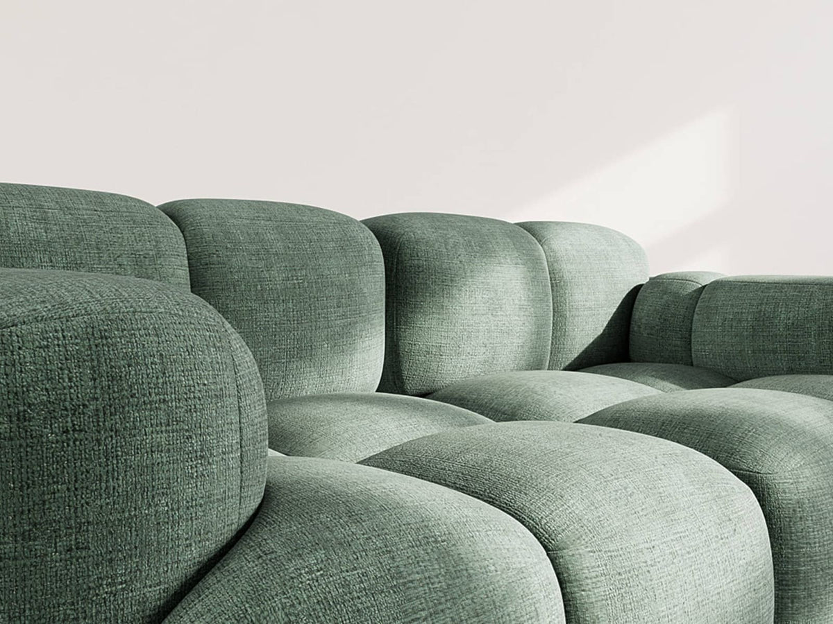 Canapé CLOUD modulable 2 places en velours texturé vert - GRACE